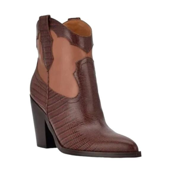 Marc Fisher Gona Brown Western Bootie Size 8 NWT $239 MSRP - Picture 1 of 7
